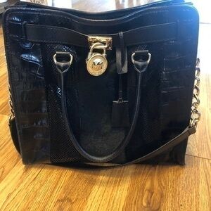 MK calf hair leather tote black